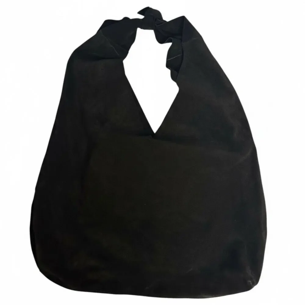The Row Suede Bindle Bag Black Slouchy Sack Knotted Shoulder Strap Authentic
